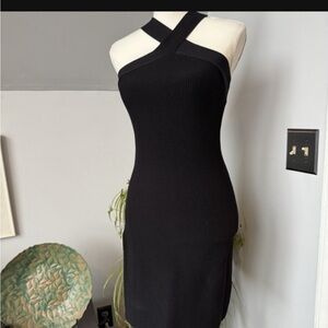 Aritzia Black Halter Mini Dress